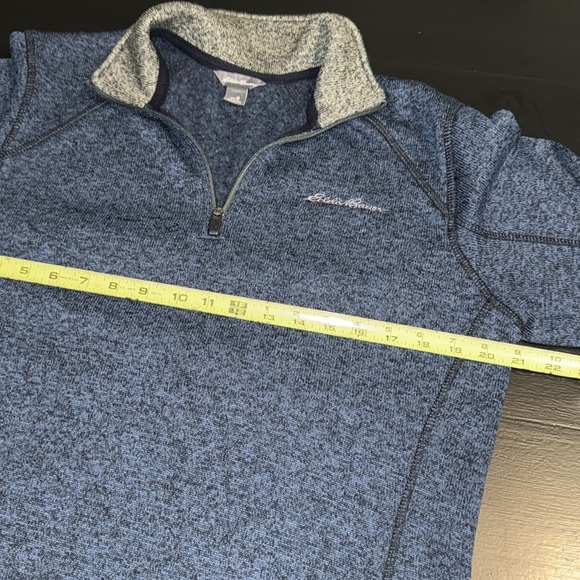 Eddie Bauer Men's Heathered Blue Zip-Up Sweater - Picture 5 of 6